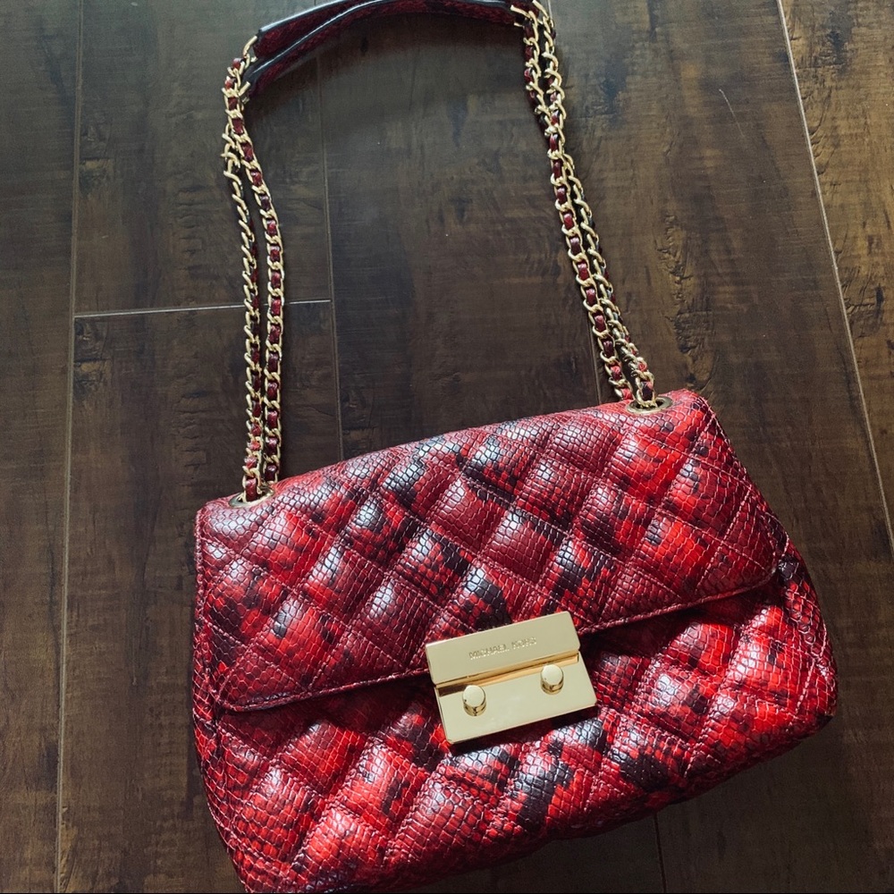 Michael Kors RED Sloan snakeskin bag